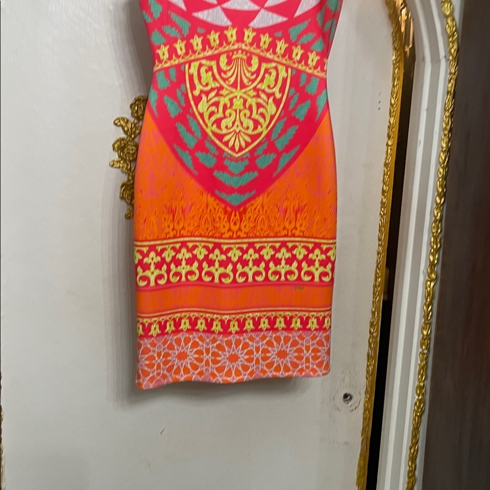 Hale Bob Cabana Dress Small | Vibrant Print Sleeveless Bodycon Lined Size S - Picture 7 of 8